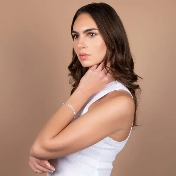 925 Sterling Silver Italian Charm Link Chain Bracelet for Men and Women - Picture 7 of 9